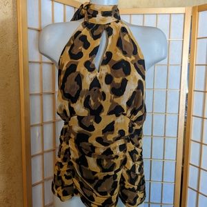 WD*NY, animal print halter top, sz 14, NEW with tags